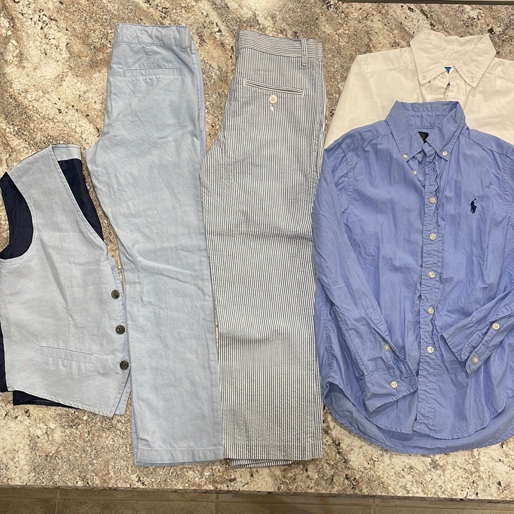 Boys Dress Clothes Wedding Seersucker Bundle Sz 8
